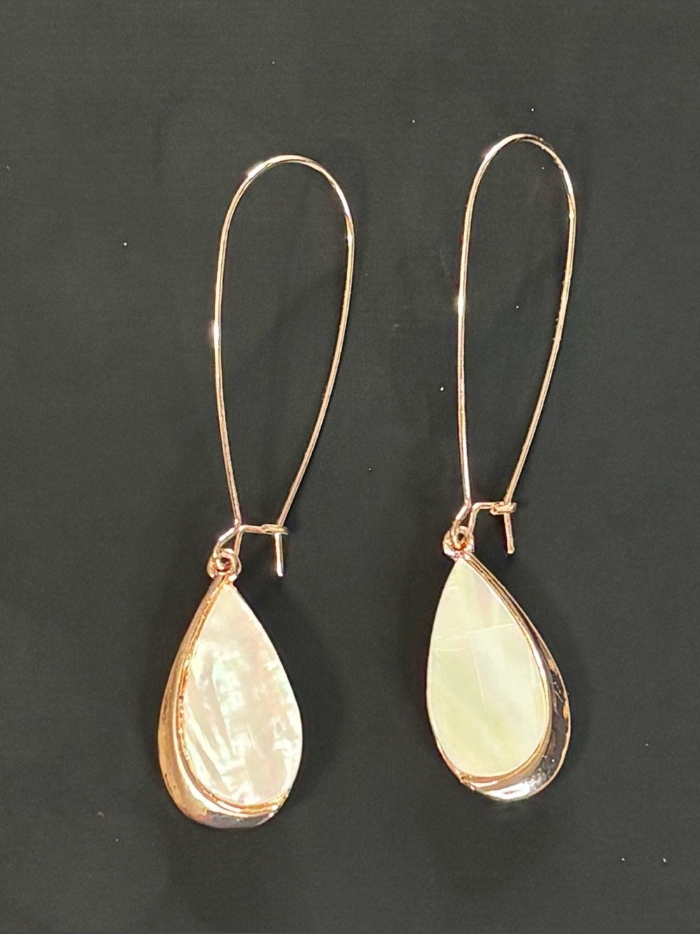 Robert Lee Morris Soho Rose Gold Wire Mother of Pearl Teardrop Earrings